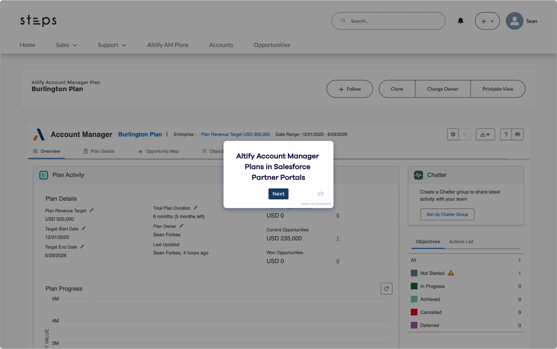 Altify Account Manager Plans in Salesforce Partner Portals